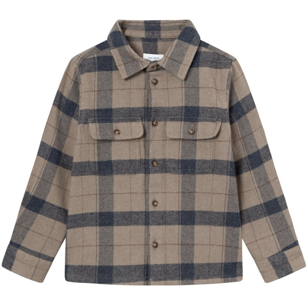 LES DEUX | Lennon Check Overshirt Desert Taupe