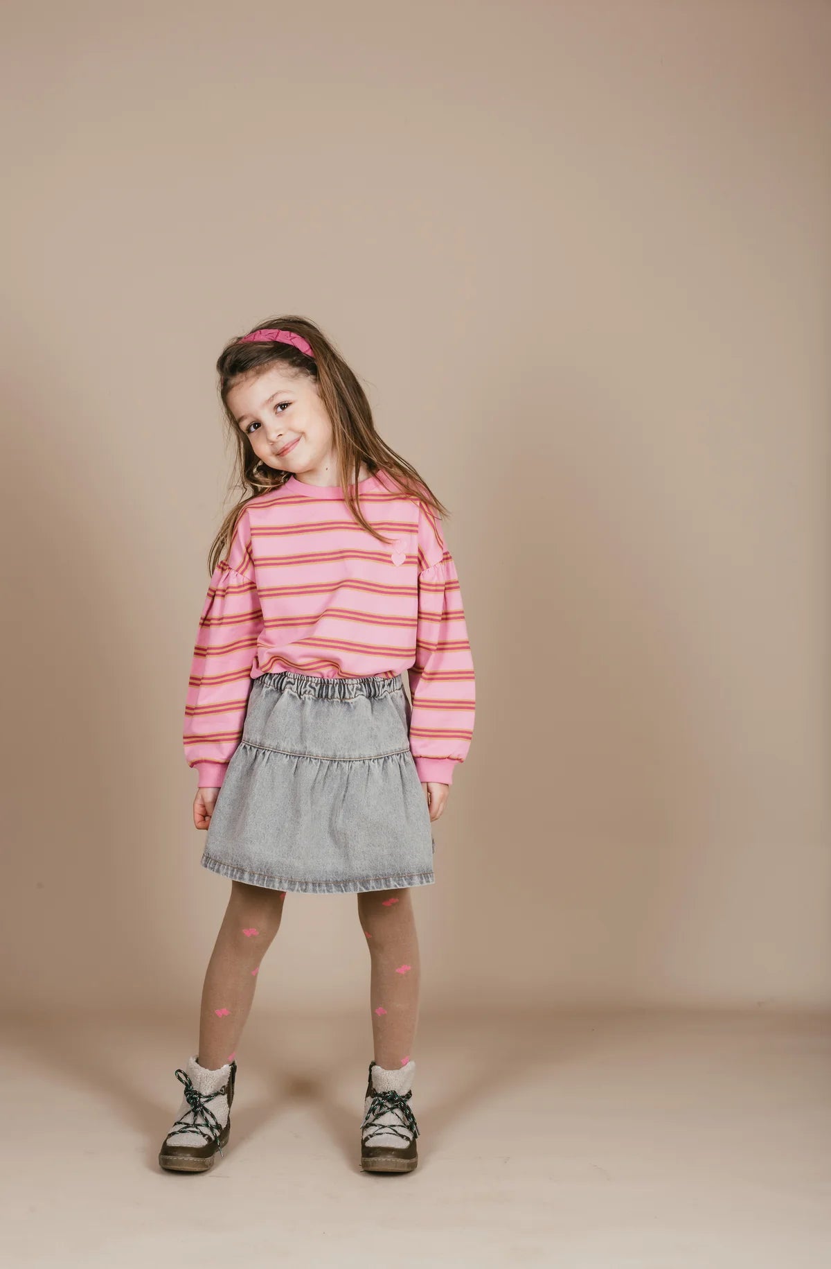 PETIT BLUSH | Ruffle Jeans Skirt