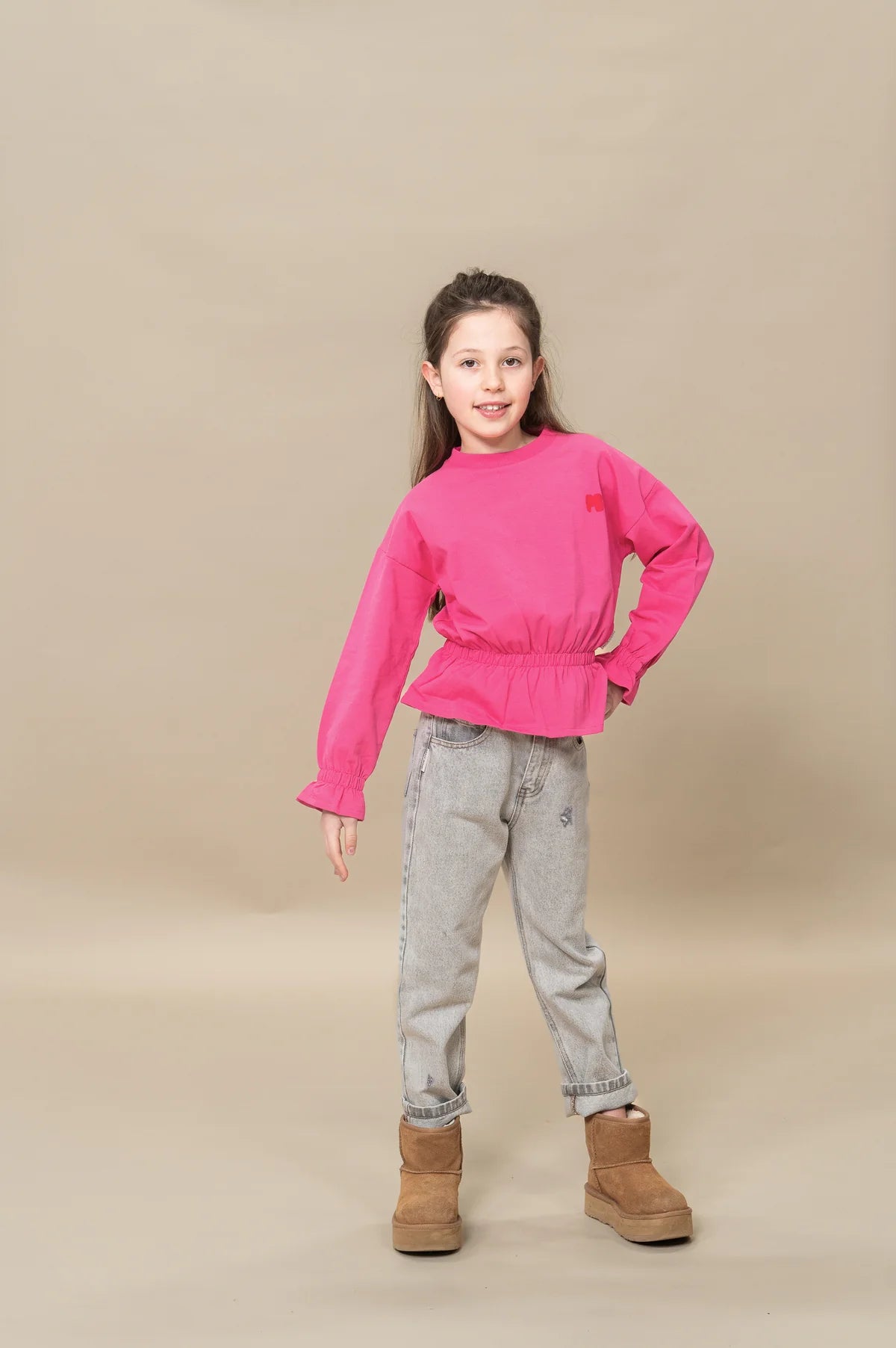 PETIT BLUSH | Ruffle Sweater Elastic Waist