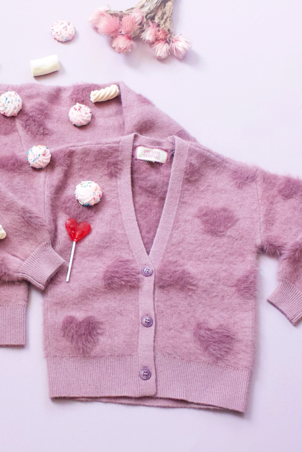 STUDIO POESPAS | Cardigan LoveFest Mauve Kids