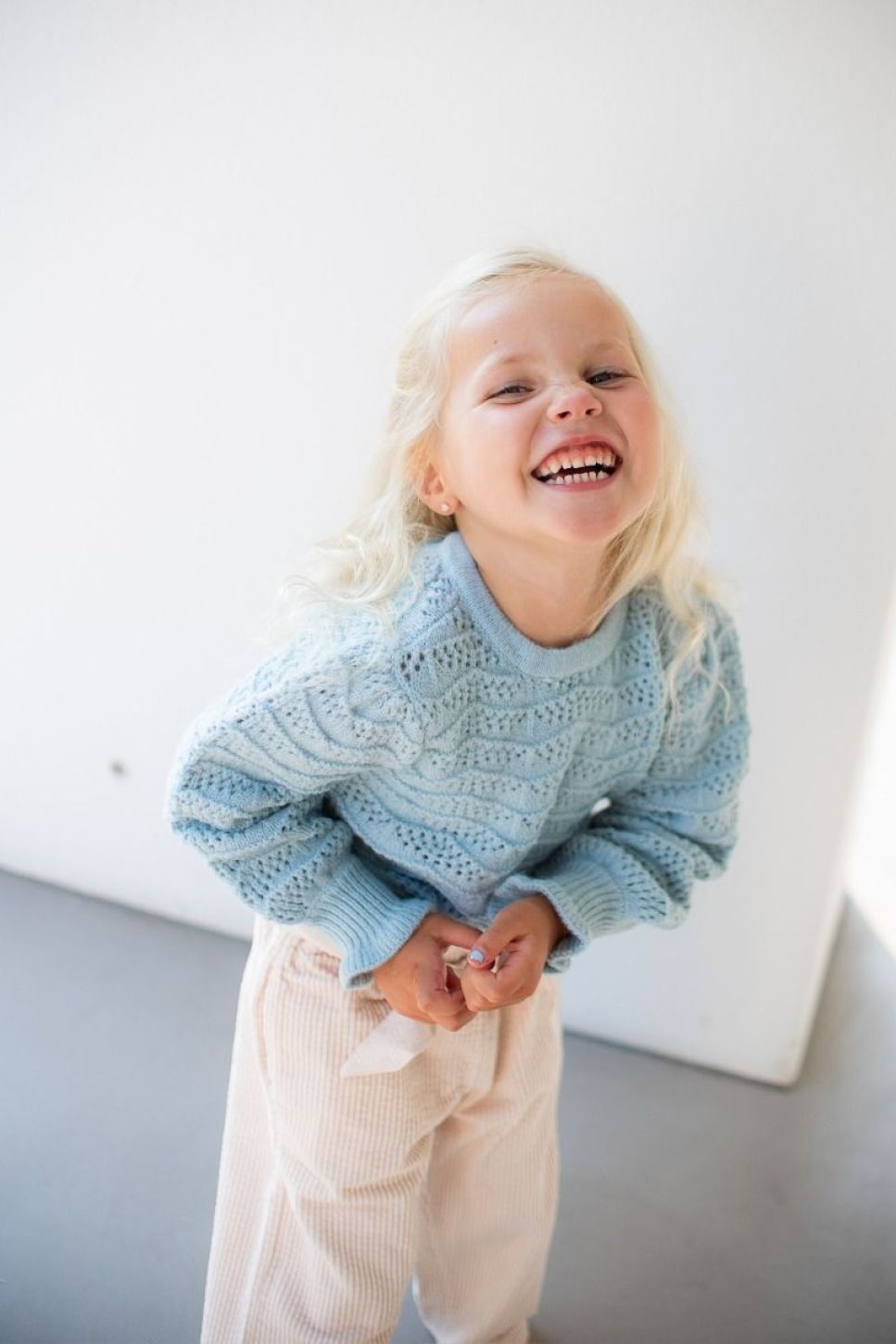 STUDIO POESPAS | Trui Ajour Marshmellow Blauw Kids