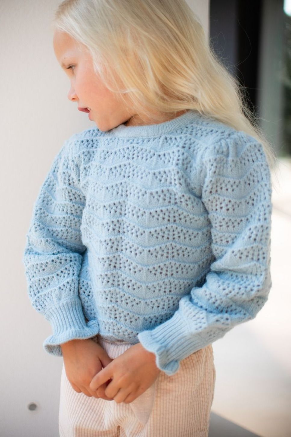 STUDIO POESPAS | Trui Ajour Marshmellow Blauw Kids