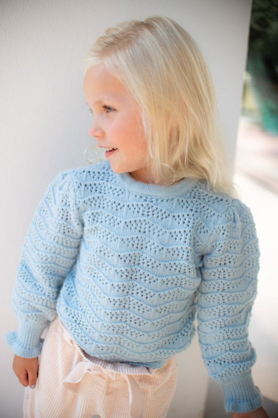 STUDIO POESPAS | Trui Ajour Marshmellow Blauw Kids