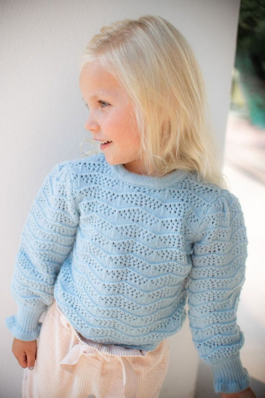 STUDIO POESPAS | Trui Ajour Marshmellow Blauw Kids