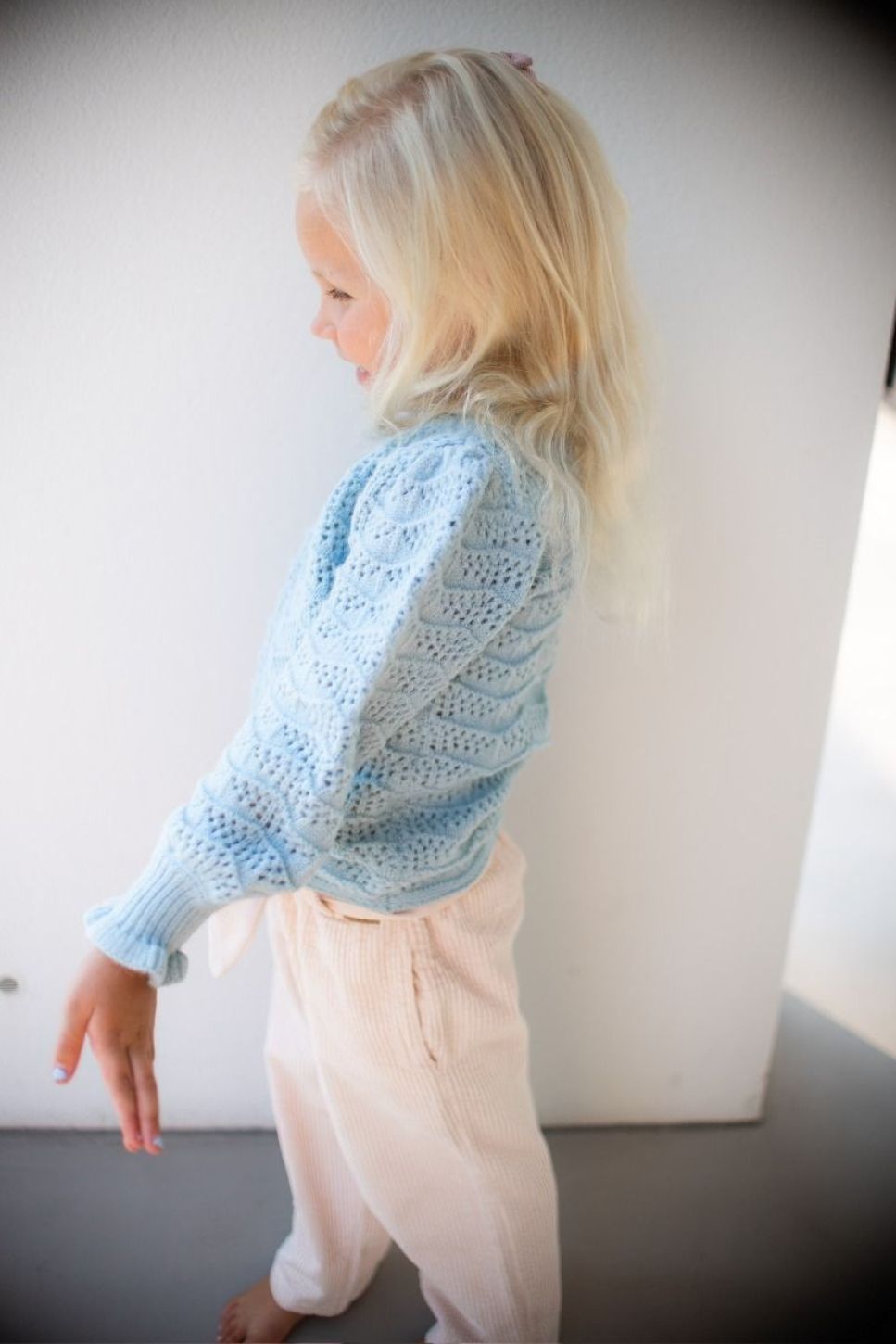 STUDIO POESPAS | Trui Ajour Marshmellow Blauw Kids