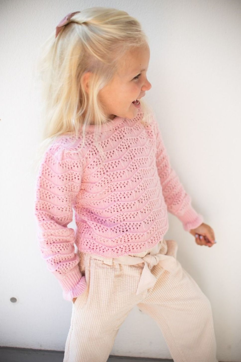 STUDIO POESPAS | Trui Ajour Marshmellow Roze Kids