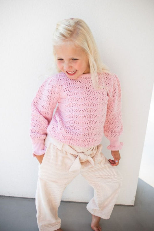 STUDIO POESPAS | Trui Ajour Marshmellow Roze Kids